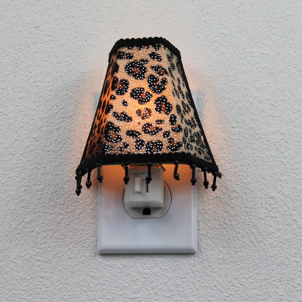 Decorative Lamp-Style Shaded Leopard Fabric Plug-in Night Light 4-Pack