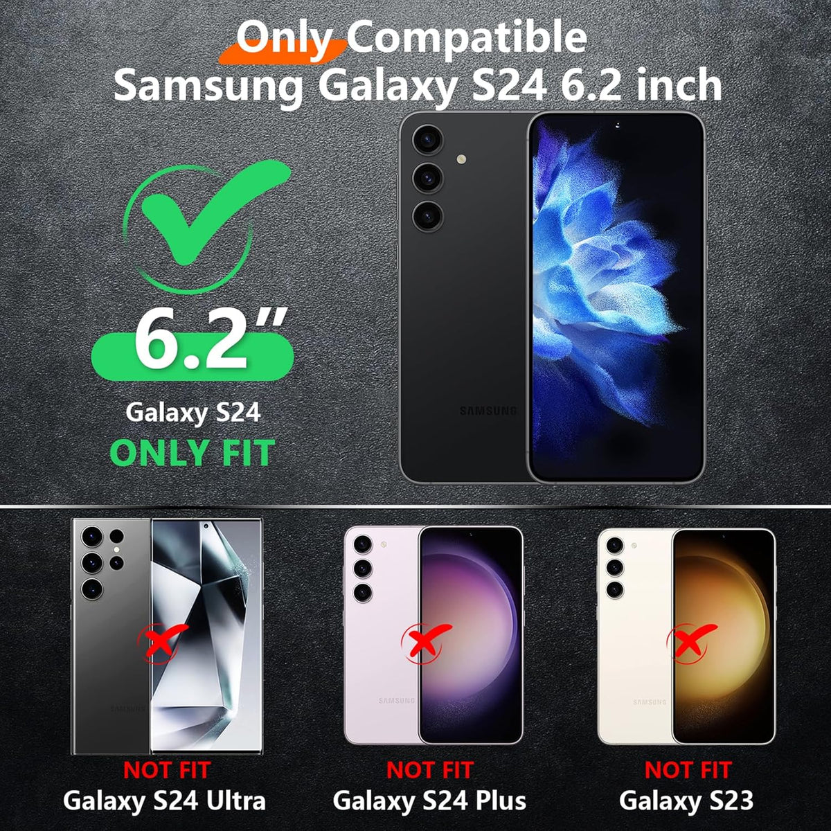Red2Fire Galaxy S24 Case - Heavy Duty, Military Grade, Full Body Protection + 2Pcs Tempered Glass Screen & Camera