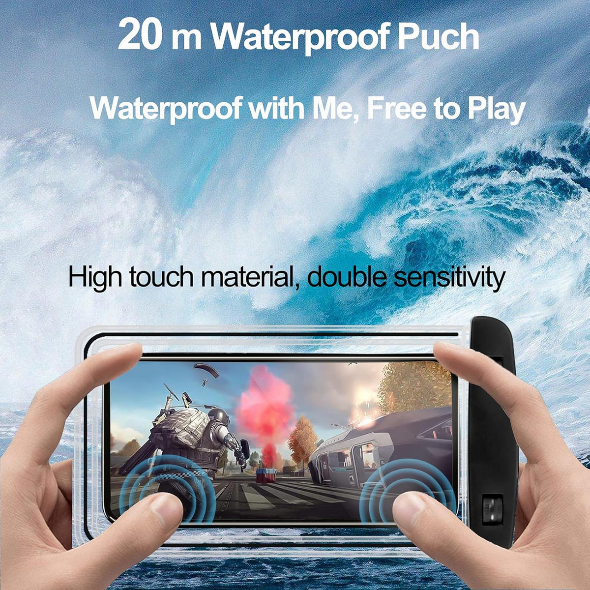 2-Pack Waterproof Phone Pouch，Waterproof Phone Case for iPhone 15 14 13 12 Pro Max XR X SE 2022 8 Samsung S24 S23 S22(Black+White)