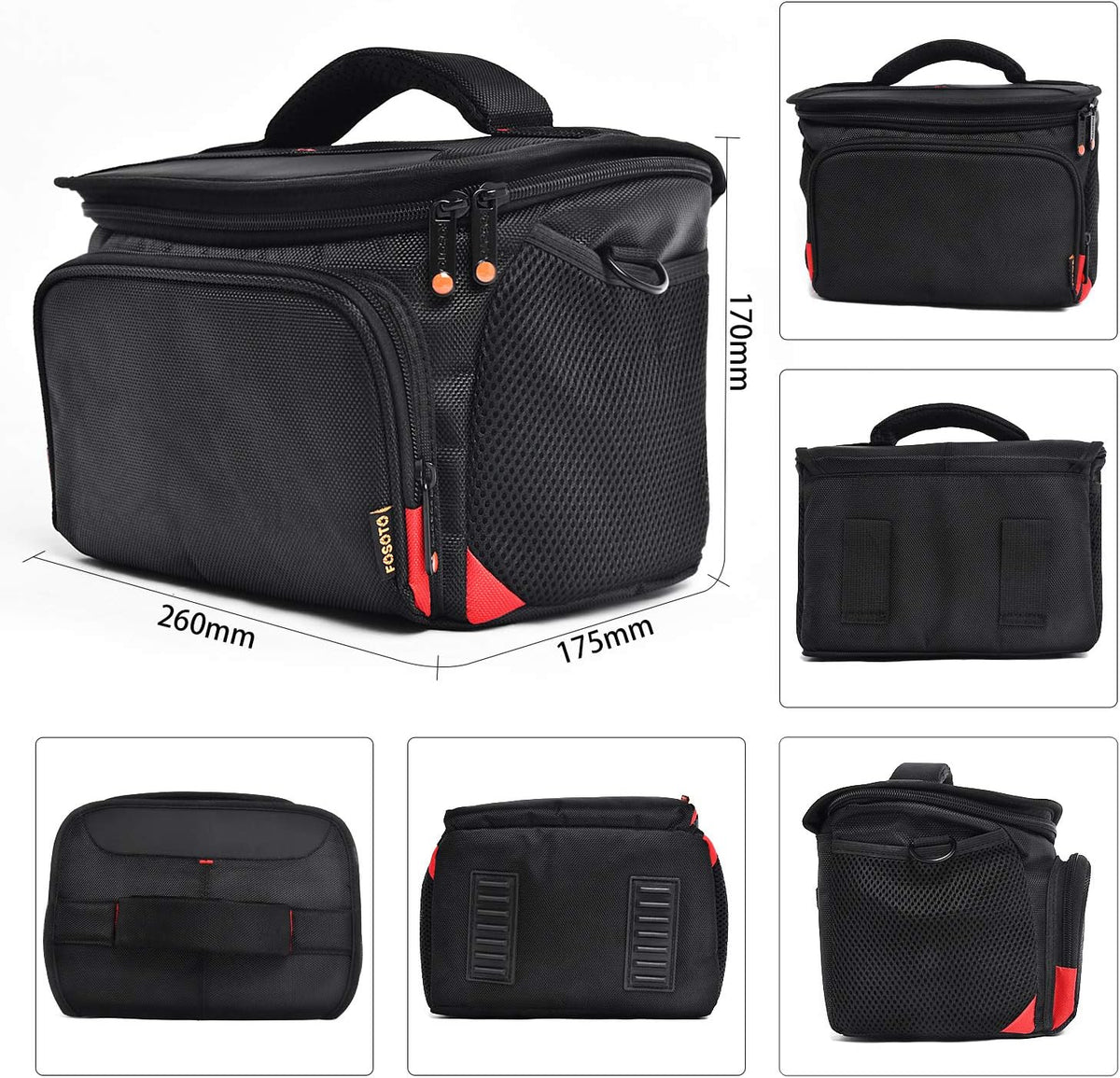 FOSOTO T5i T6 T7i 5D 6D, D3400 D5600 D7200 D750 D610, A99 Shockproof DSLR Camera Shoulder Bag Case Compatible for Canon