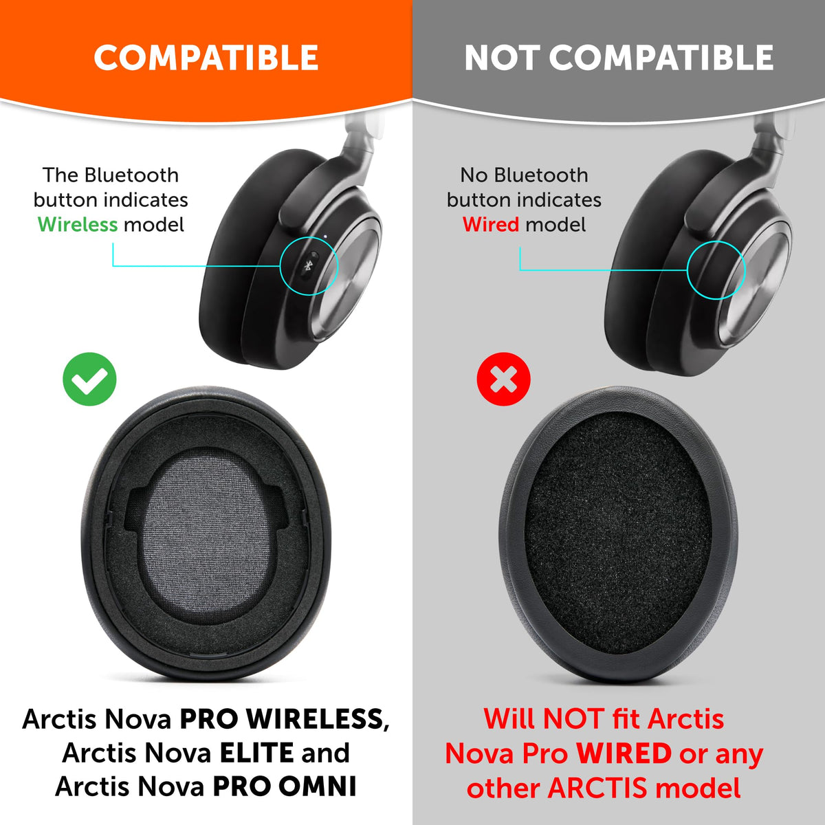 WC Mod Kit Nova Pro Wireless, Pro Omni, & Elite - Cooling Gel Earpads, Silicone Headband, & Side Plates for Arctis Nova Pro Wireless, Nova Elite