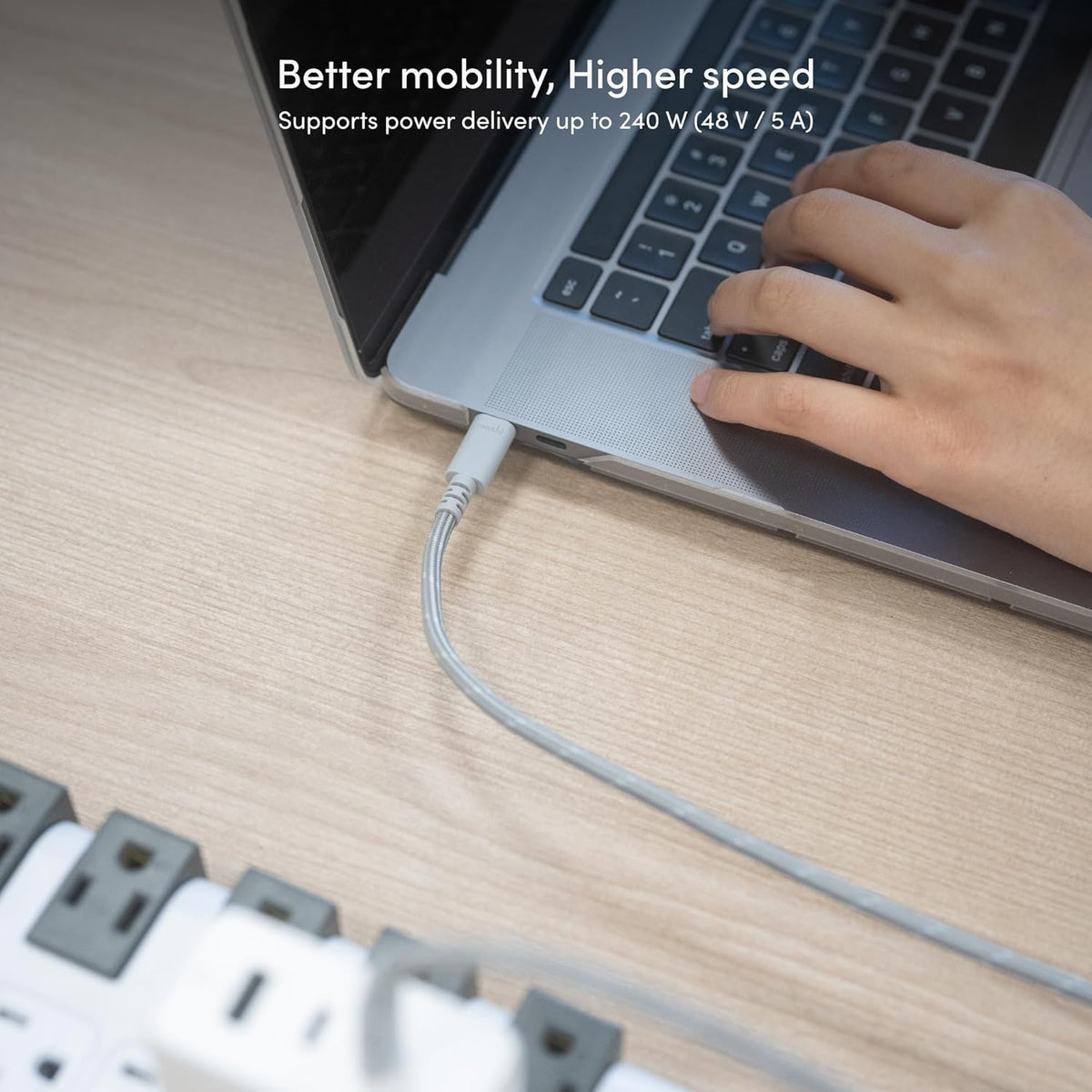 Moshi Integra USB-C to C Cable, Gray, 240W/480Mbps (3.0M)