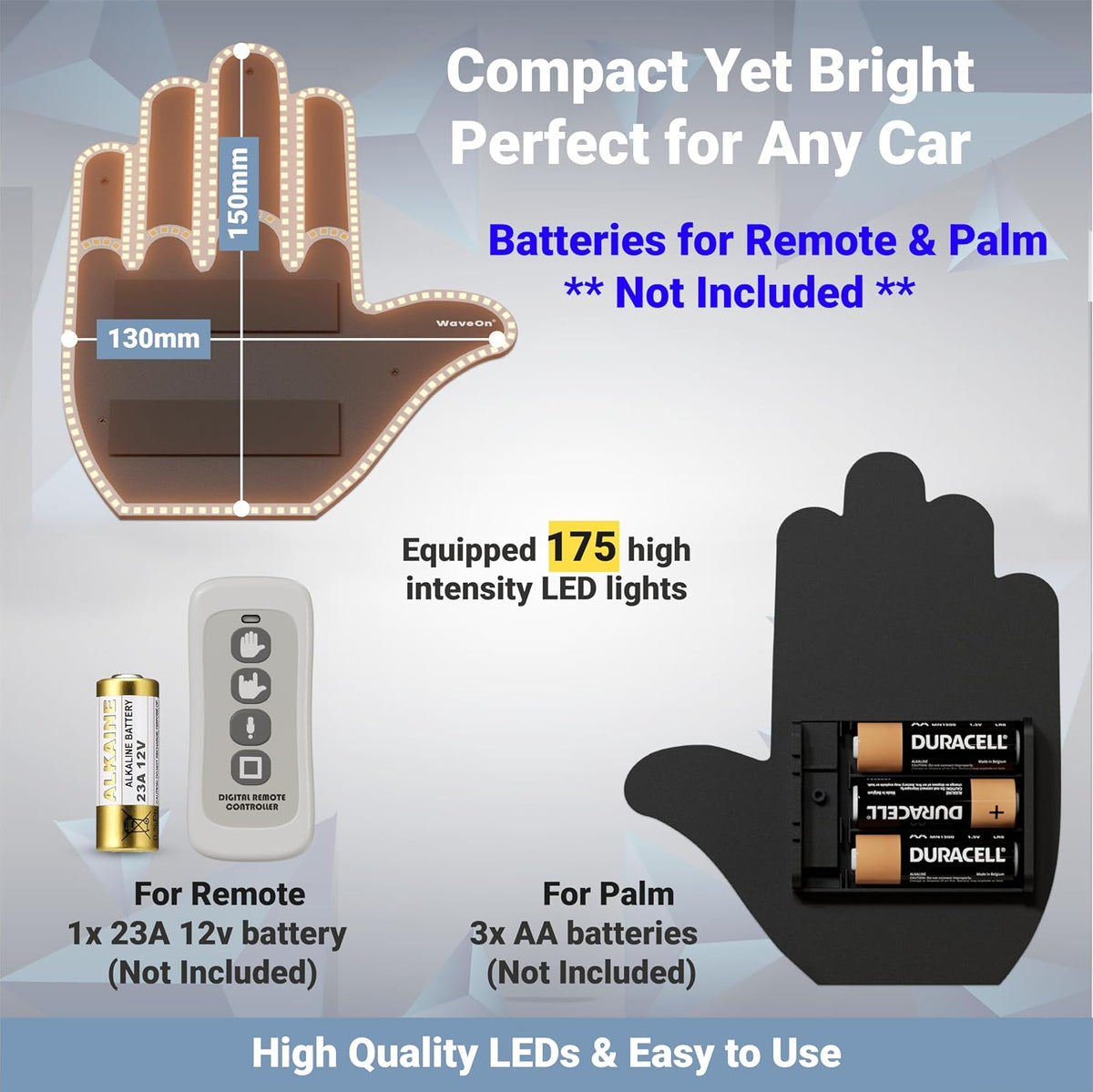 3 Communicate WaveOn Pro Gestures LED Display Fun Finger Car Light with Remote | with Other Drivers | Glogesture LED