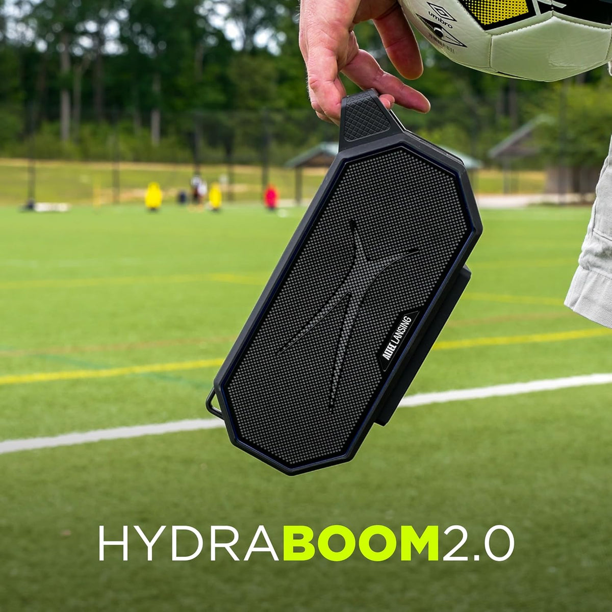 Altec Lansing Portable Bluetooth Speaker HYDRABOOM 2.0, 32W Output Power, 16Hr Playtime, Party Sync, Qi Wireless Charging, Everything-Proof, Voice Assistant Compatible - Black
