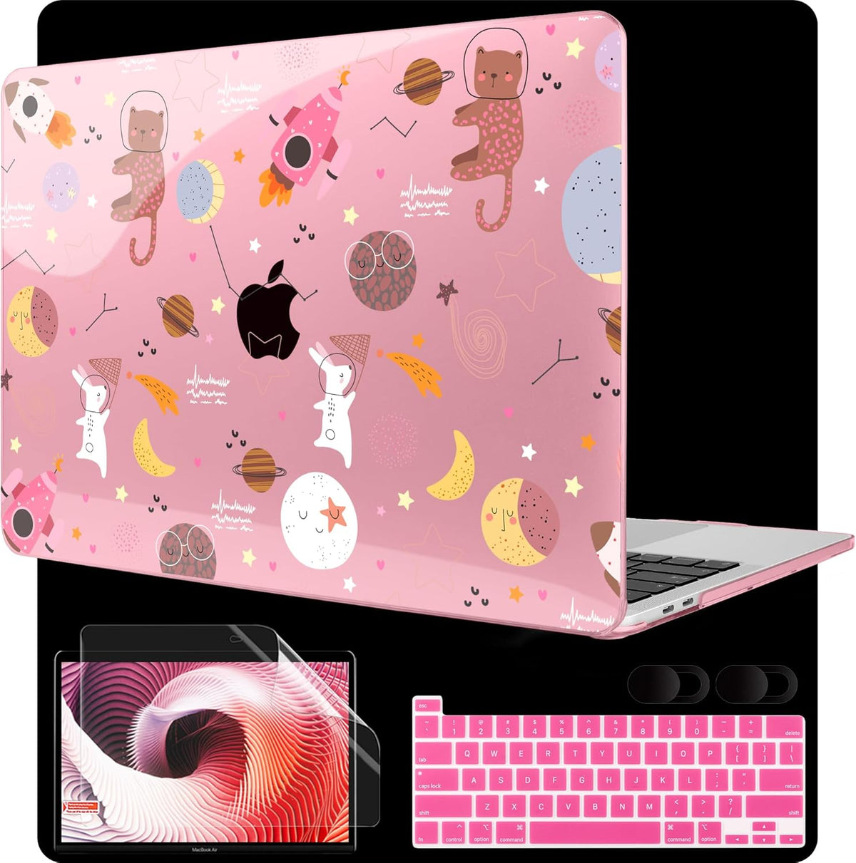 MEEgoodo Case for MacBook Pro 13 inch Case 2022 2021 2020 New A2338 M2/M1 A2251 A2289, Laptop Hard Shell with Keyboard & Camera Cover Compatible with 13 inch MacBook Pro, Space & Animals