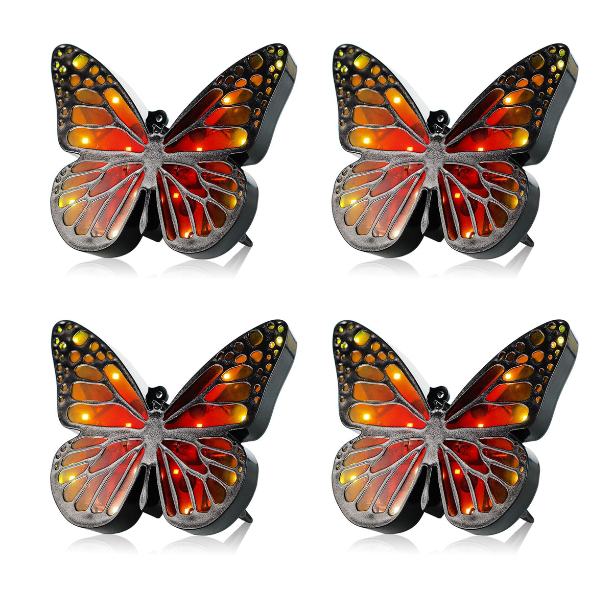 ground lights, equipped with 4 solar butterfly lights for outdoor waterproofing, 14 LED solar landscape lighting, suitable for gardens, courtyards