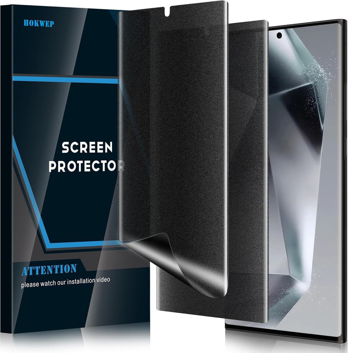 Galaxy S24 Ultra Screen Protector [2 Pack] - Matte Privacy TPU Film, Anti-Spy, Case Friendly, Supports In-Screen Unlock.