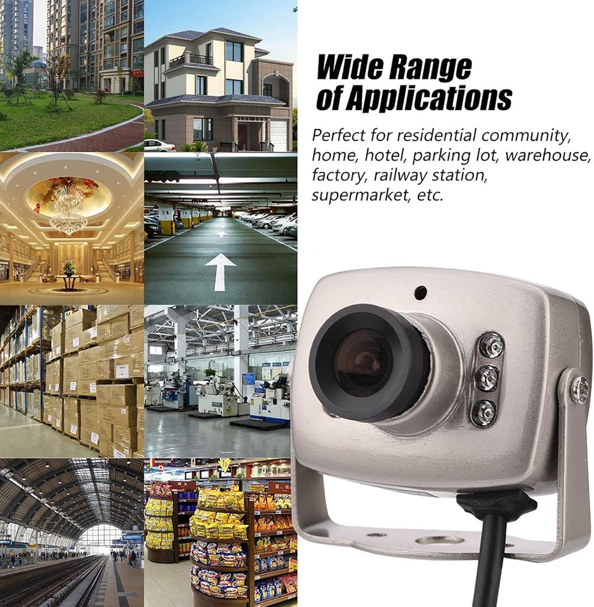 Mini CCTV Security Camera, Wired CMOS Digital Video Camera, 6LED, PAL NTSC for Home Office (NTSC Format)