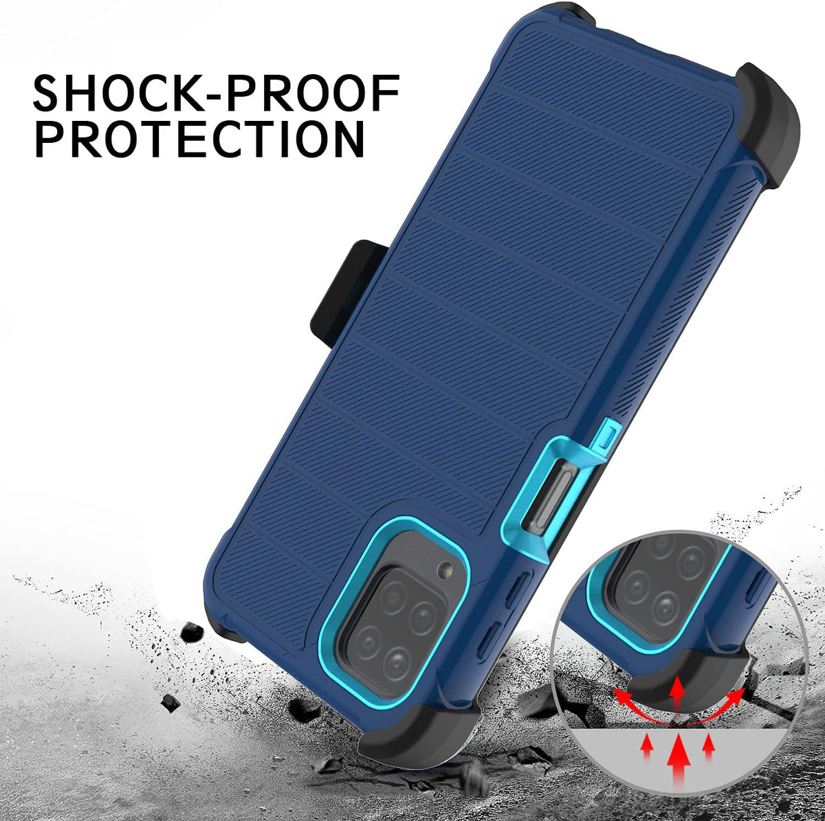 Samsung A12 Case with TPU Screen Protector, [Holster Series] Full Body Heavy Duty Protective Cover with Kickstand