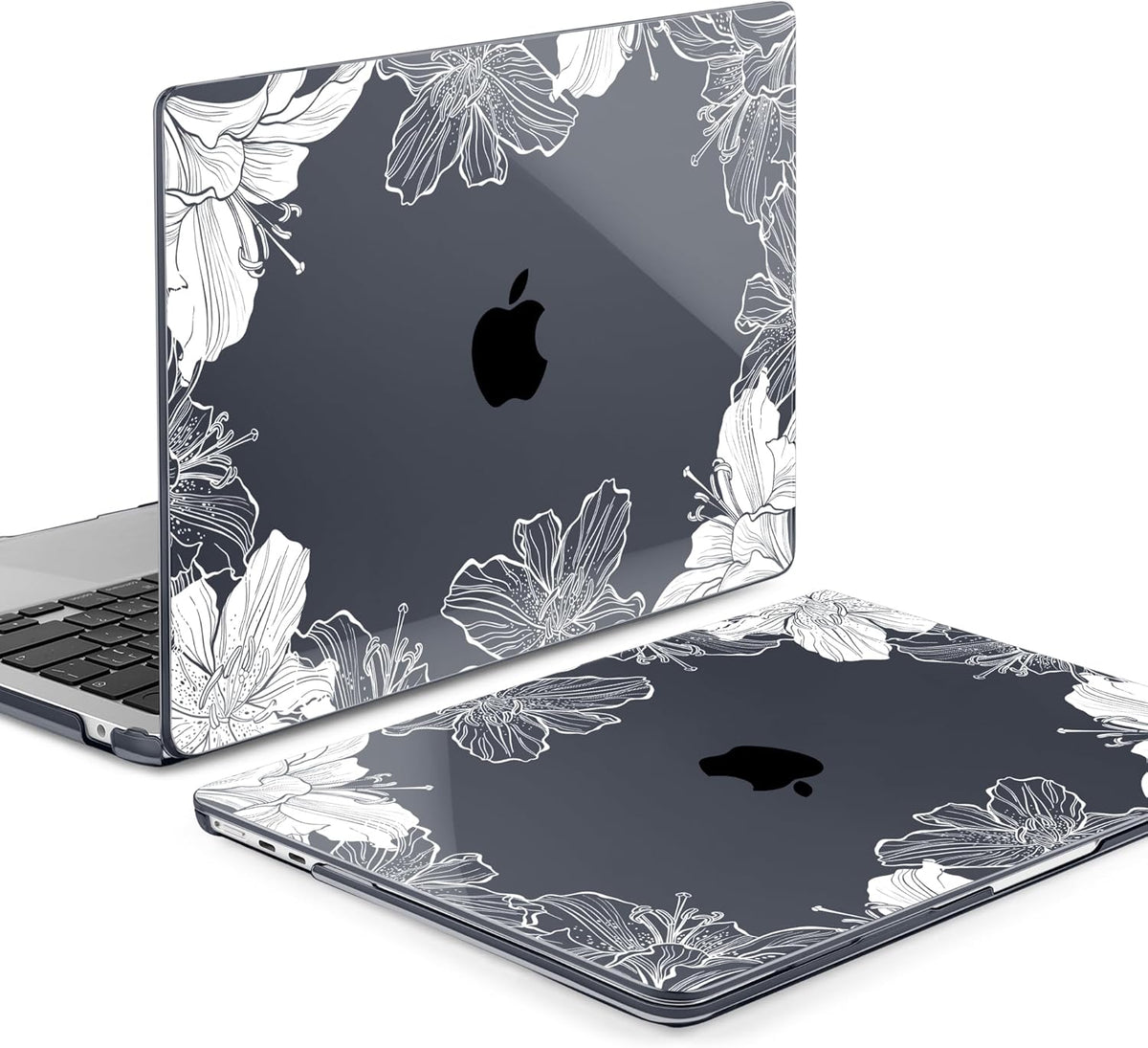 MEEgoodo Case for M4/M3/M2 MacBook Air 13.6 inch Case 2025 2024 2022, Fit Model A3240/A3113/A2681, Laptop Hard Shell with Keyboard Cover Compatible with MacBook Air 13 inch, Lily Floral