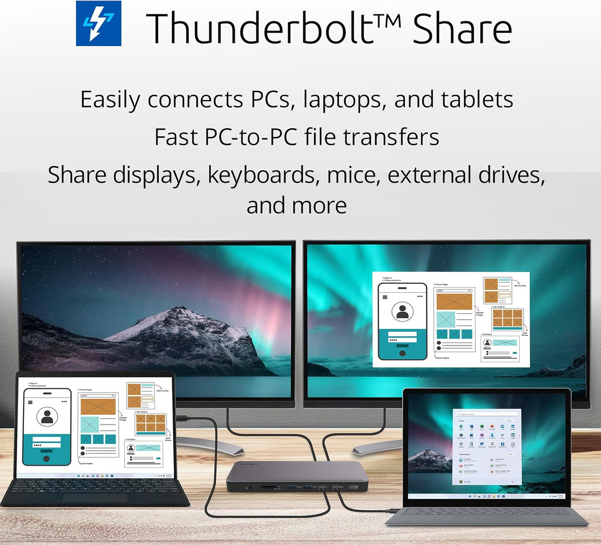 Kensington SD5768T EQ Thunderbolt 4 Docking Station, Dual 4K@60Hz via HDMI/TB4 Ports, 96W Charging, SD/Micro SD Card Slots, Ethernet, Audio, Supports Thunderbolt Share (K35381NA)