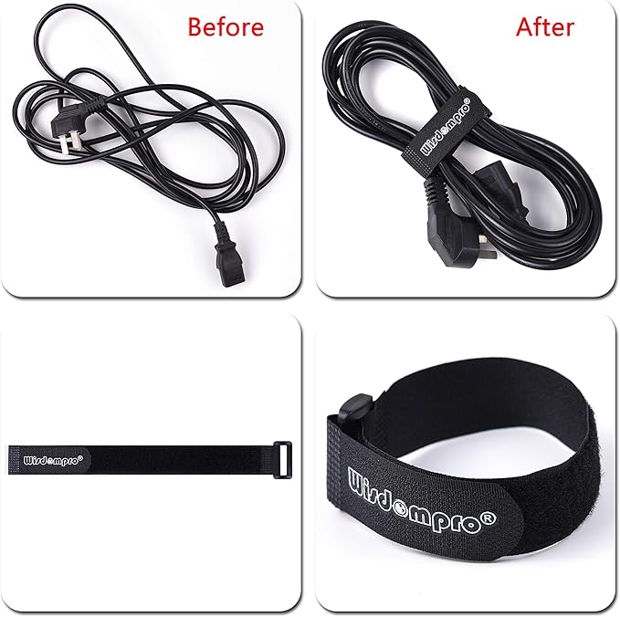 Wisdompro 20 Pack (8 12 18 24 Inch) Hook and Loop Tie Down Strap Heavy Duty