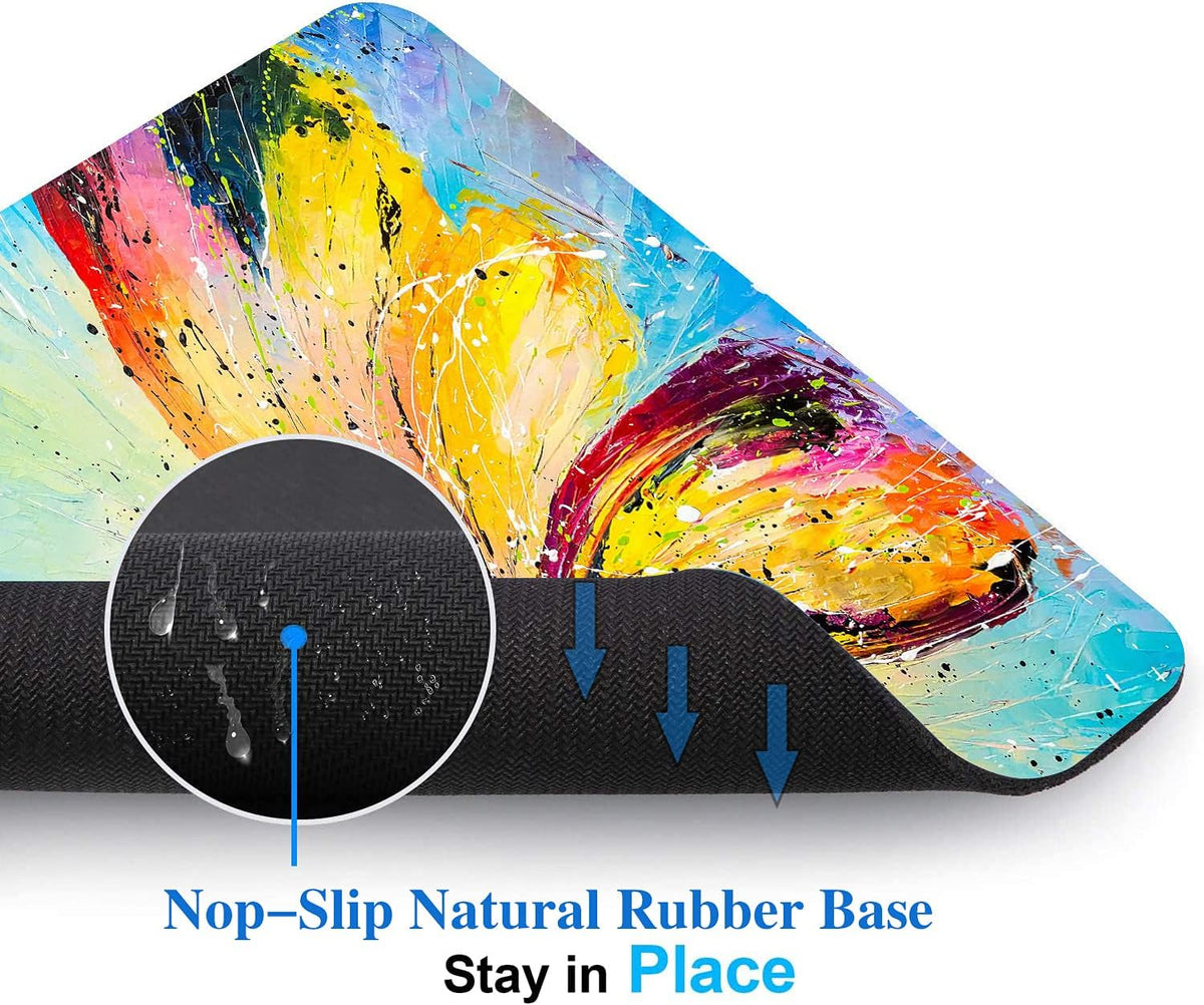 Colorful Butterfly Mouse Pad, Oil Painting Art Mousepad for Design, Anti-Slip Rubber Base Wireless Mouse Pads for Laptop