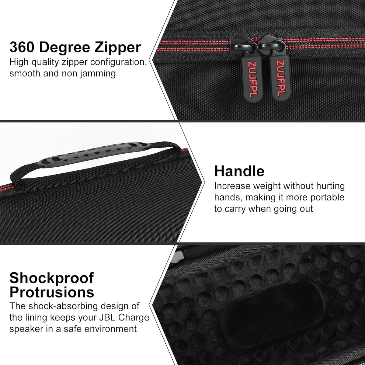 EVA Hard Case for JBL Charge 4 / Charge 5 Bluetooth Speaker, Premium Travel Protective Carrying Storage Bag (Black)