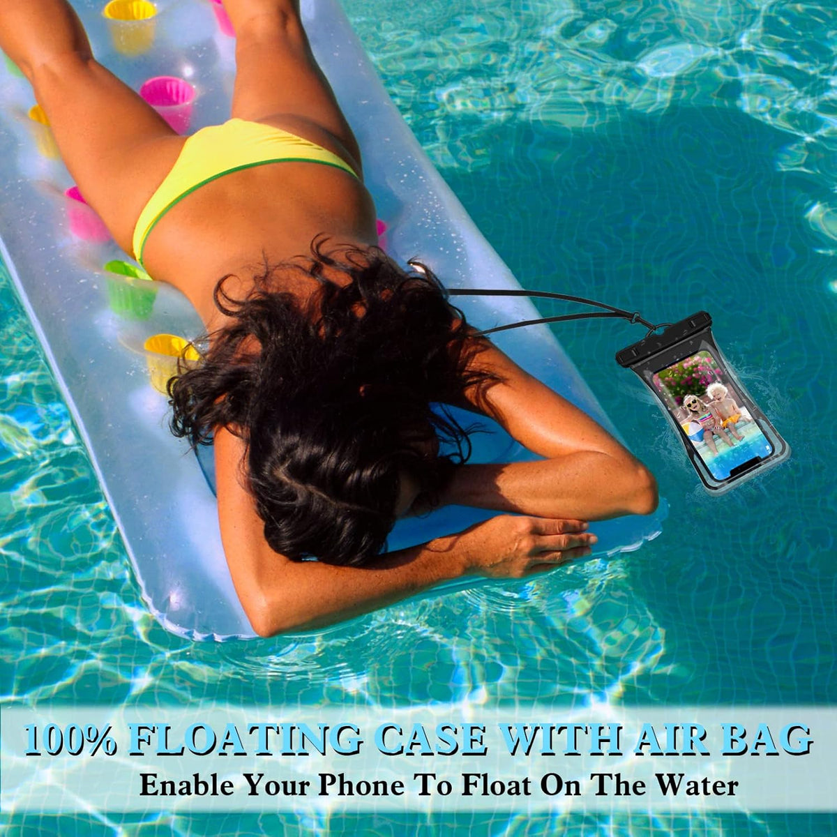 7.0" Universal Waterproof Phone Pouch, Floating Cellphone Dry Bag Case with Lanyard, IPX8 Waterproof for iPhone