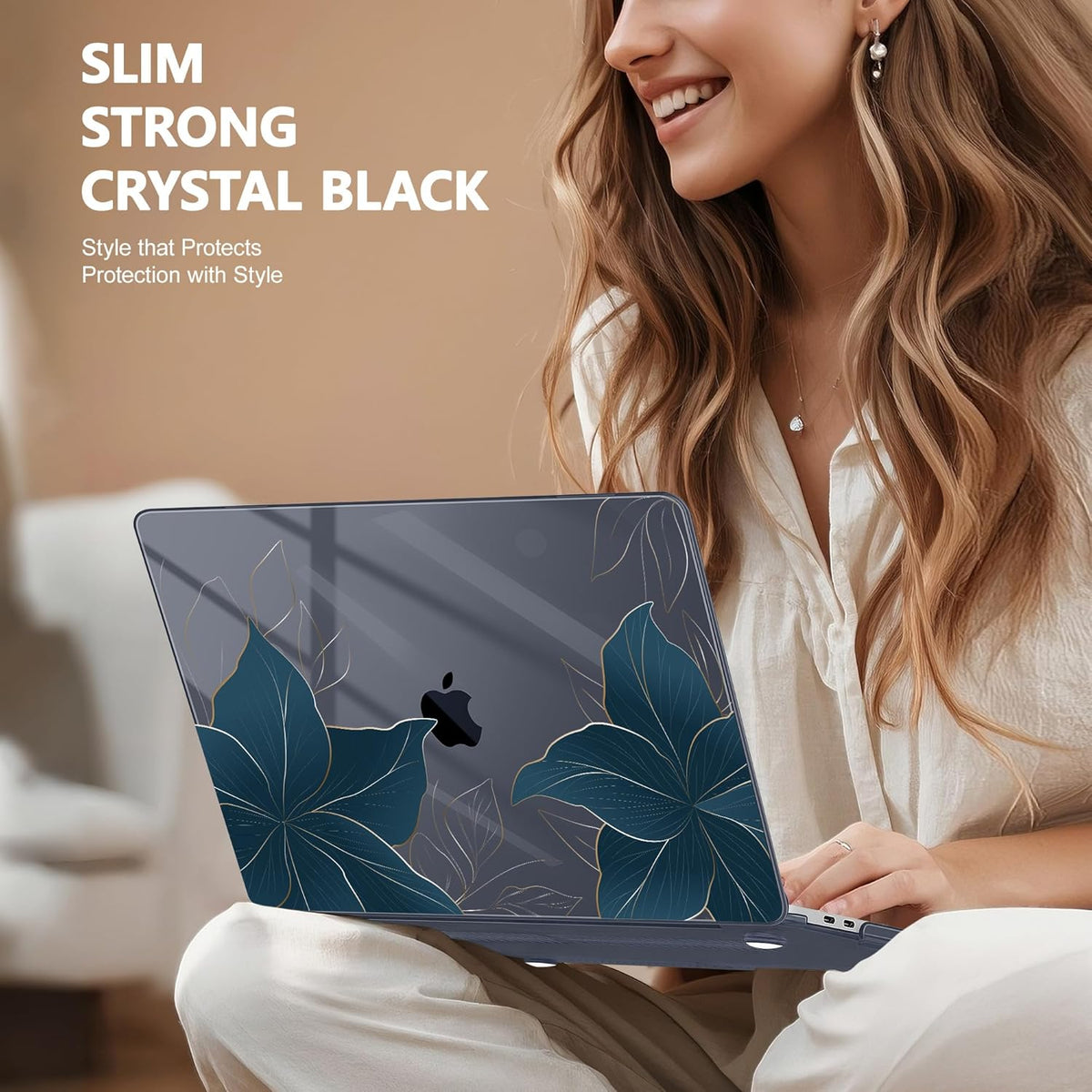 May Chen Case for MacBook Pro 13 inch M2 2023,2022,2021,2020 A2338 M1 A2251 A2289, Plastic Hard Shell Case for MacBook Pro 13" with Touch Bar Fits Touch ID, Golden Flowers