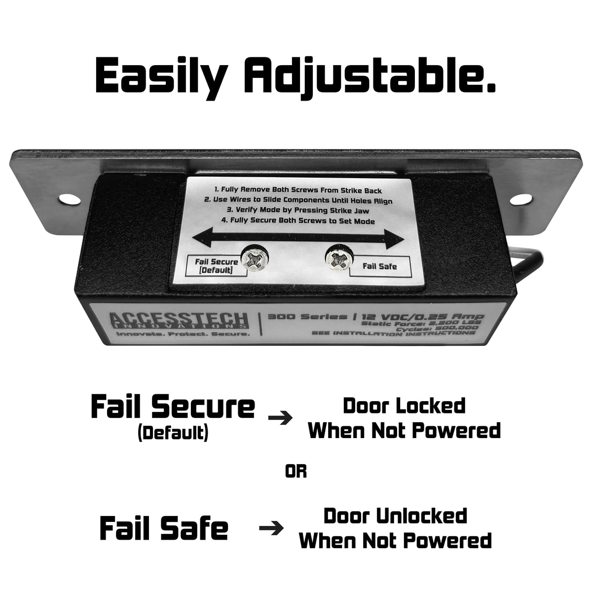 Heavy Duty Electric Strike Door Lock ANSI Standard Access Control System | 2,200+ LBS | Fail-Secure/Fail-Safe Adjustable | 12VDC Input Voltage |