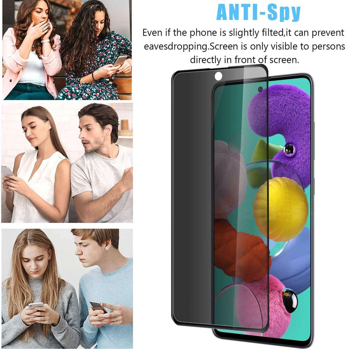Anbzsign [2 Pack] Camera Lens Protector and Privacy Screen Protector for Samsung Galaxy A51 / Galaxy A51 5G