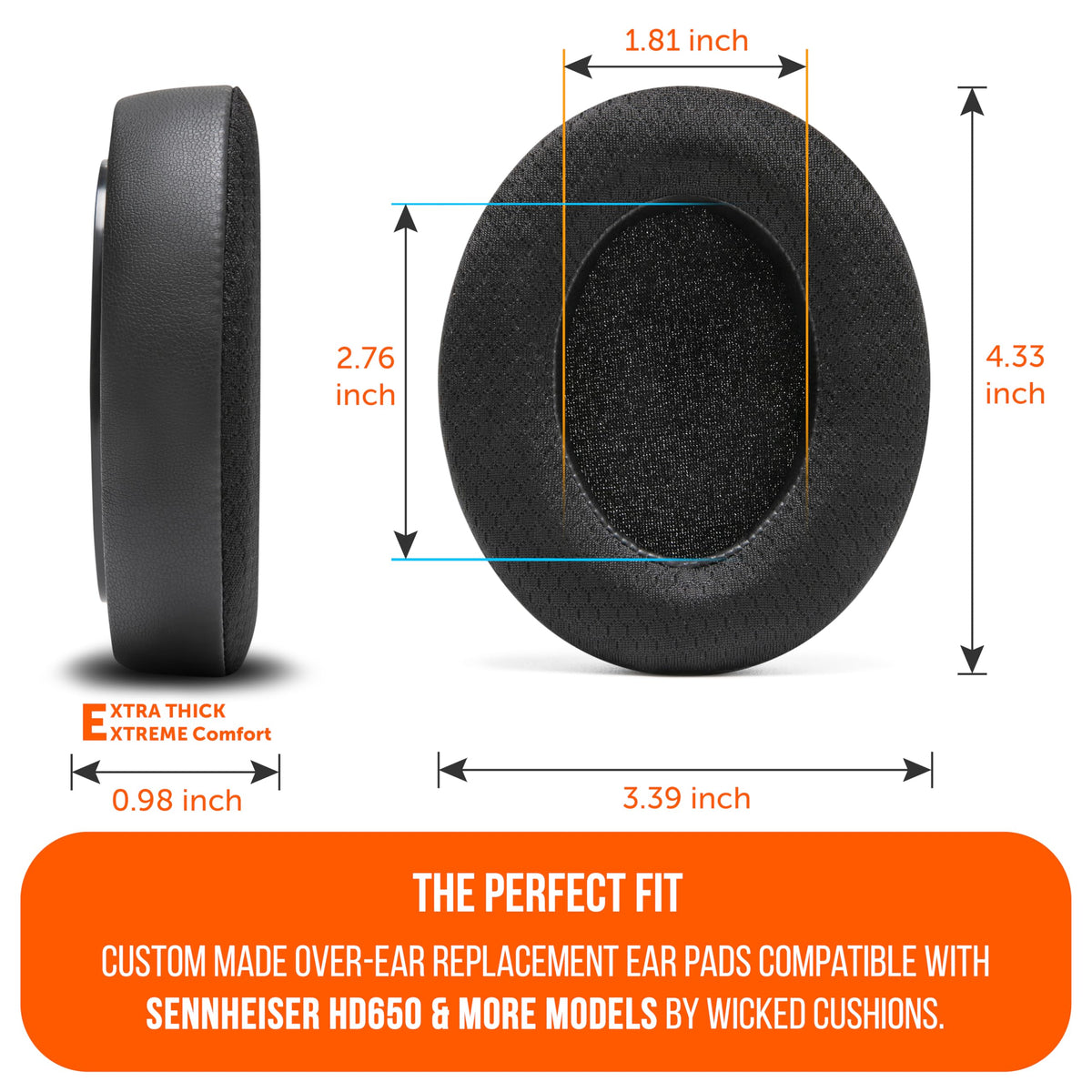 WC Freeze HD6XX - Cooling Gel Earpads for Sennheiser HD6XX, HD58X, HD600, HD650, HD660S, HD660S2, HD580, HD565 & More, Made by Wicked Cushions | Extra
