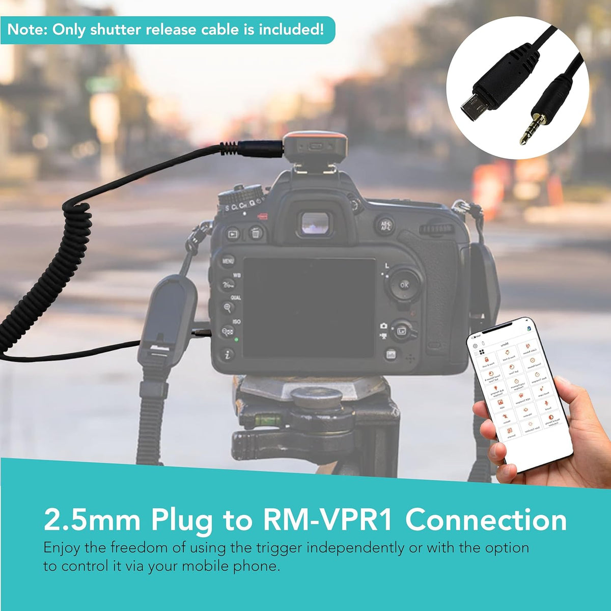 Foto&Tech 2.5mm-VPR1 Remote Control Shutter Release Cable for Miops Trigger, Compatible with Sony A1 A7 Series