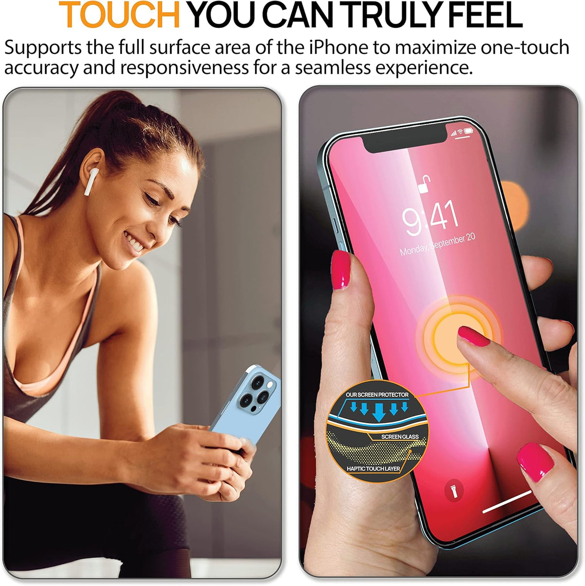 IceSword HD Clear Tempered Glass Screen Protector for iPhone 15 Pro Max (6.7 inch) 9H Hardness [Shatterproof]