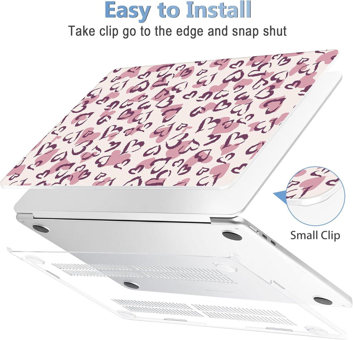 Mektron for 2025 MacBook Air 15 inch M4 Case A3241/ 2024 M3 A3114/ 2023 A2941 M2 Hard Printed Case with 15.3 Liquid Retina Display Touch ID, Plastic Hard Cover & Keyboard Skin- Heart Art