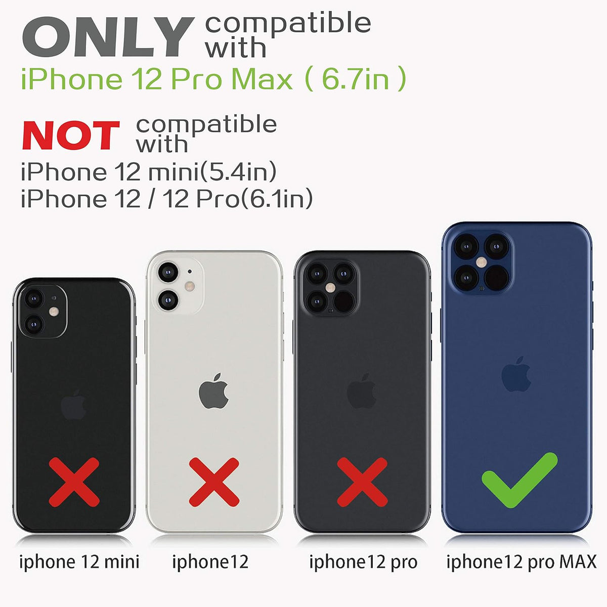 imluckies iPhone 12 Pro Max Case with Camera Cover, Hard PC Back & Soft Bumper, Protective Slim Fit