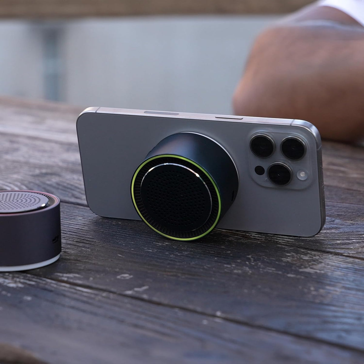 MagBeat Bluetooth Speaker + Wireless Charger with Magnetic Mount, Titanium