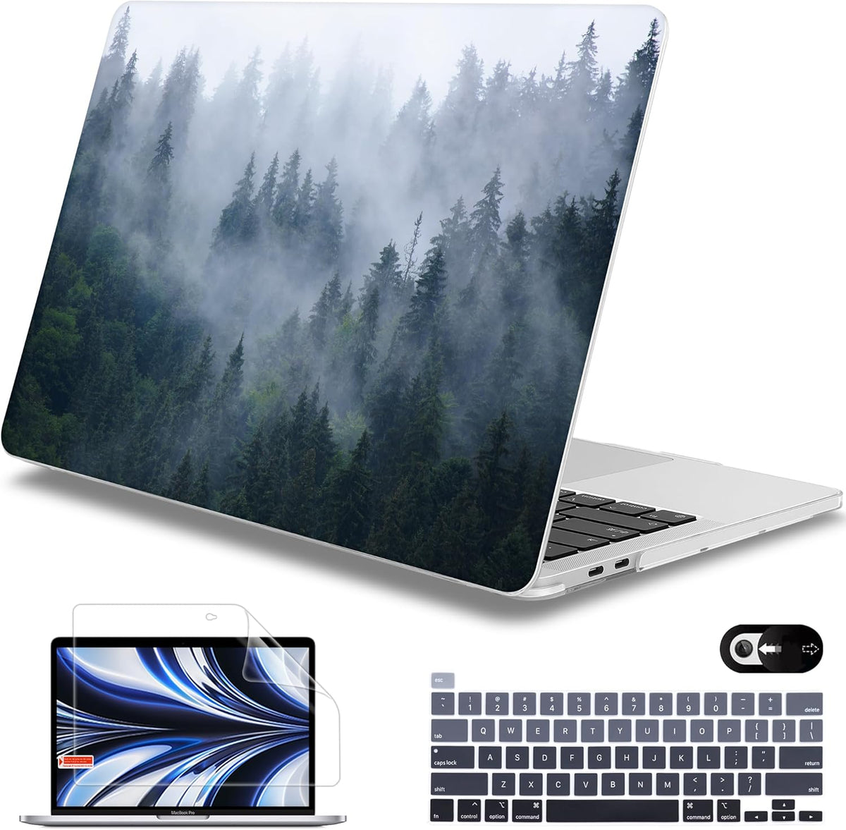 Mektron for MacBook Pro 13-inch Case 2022 2021 2020 Release A2338 M2 M1 A2289 A2251, Printing Plastic Hard Shell Cover for MacBook Pro 13.3-inch Touch Bar Fits Touch ID, Fir Forest