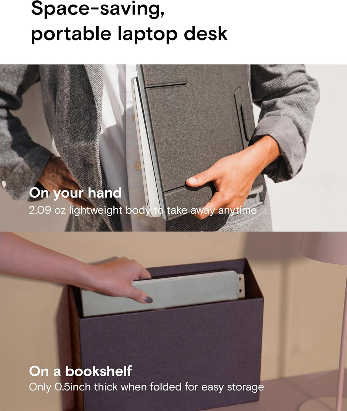 MOFT Folding Laptop Stand Lap Desk, Portable & Mini Computer Stand Laptop Desk for Travel and Home Office, Ergonomic Design with Adjustable Viewing Angles, Lightweight Computer Cooling Riser, Black