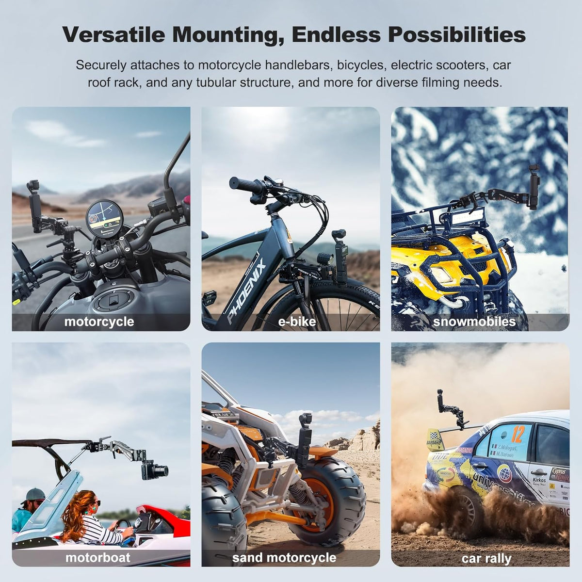 Came-TV Motorcycle Camera Mount Stabilizer, Bike Camera Mount,Handlebar Mount Shock Absorber Arm, Anti-Shake Motorcycle Mount PK04 Compatible with Pocket 2, Pocket 3, 360 Action Cameras, Smartphones