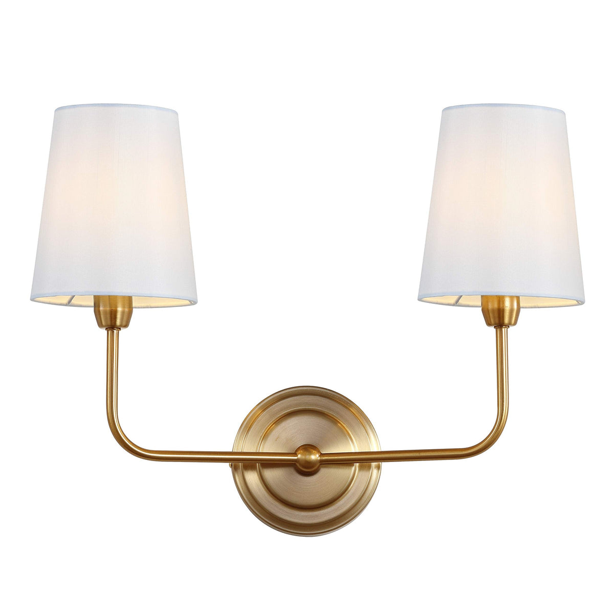 Safavieh Lighting Ezra Brass Gold 2-Light Wall Sconce (LED Bulbs Included)