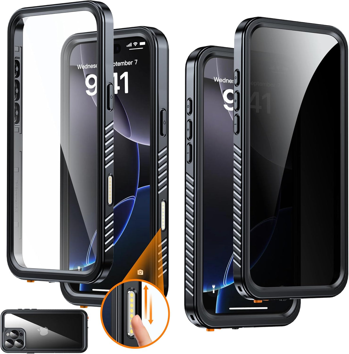 for iPhone 16 Pro Max Case Waterproof, Built-in Privacy Screen & HD Screen Double Front Frame [IP68 Underwater] Shockproof Dustproof Full Body Protection iPhone 16 Pro Max Phone Case