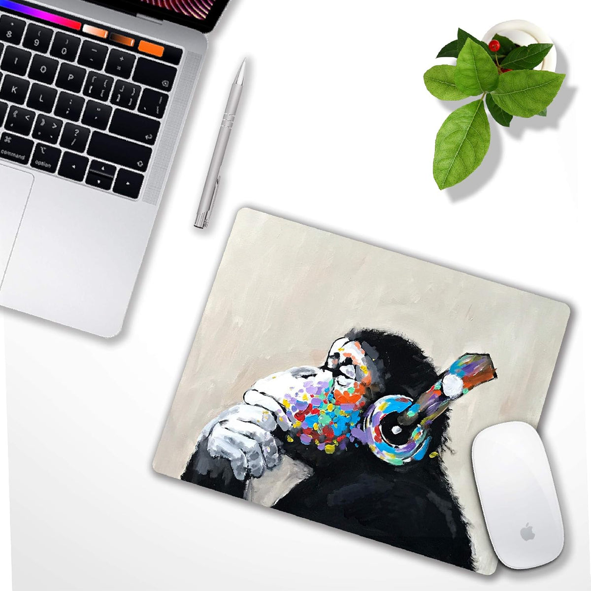 Mouse pad, Mouse pad with Design, Gorilla Oil Painting Graffiti, Funny Home and Office Non-Slip Computer Mousepad