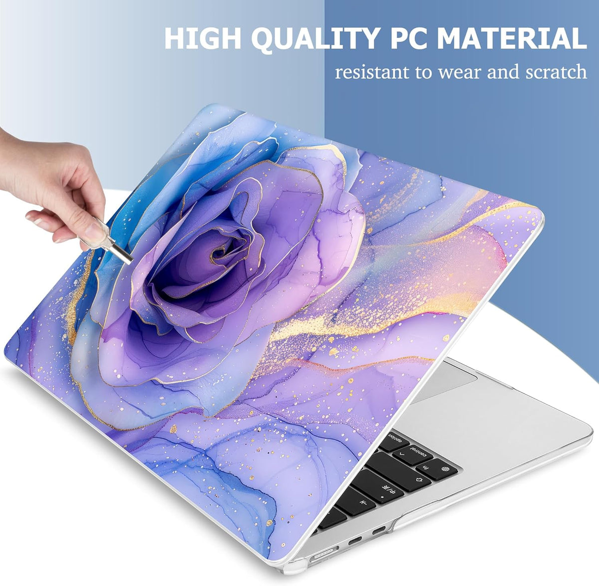 Mektron Compatible with M4 MacBook Air 15 inch Case 2025 A3241 2024 2023 M3 A3114 A2941 M2 Liquid Retina Display Touch ID, Plastic Hard Case & Keyboard Skin & Screen Protector - Rose Marble