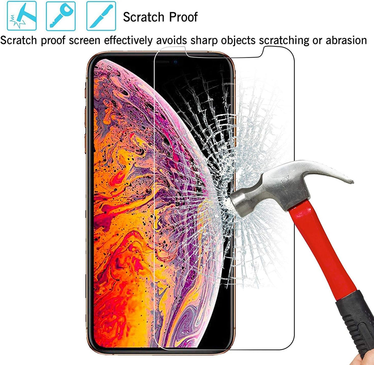 3 Pack Clear Premium Tempered Glass Screen Protector for iPhone XS MAX & 11 PRO MAX (6.5”)