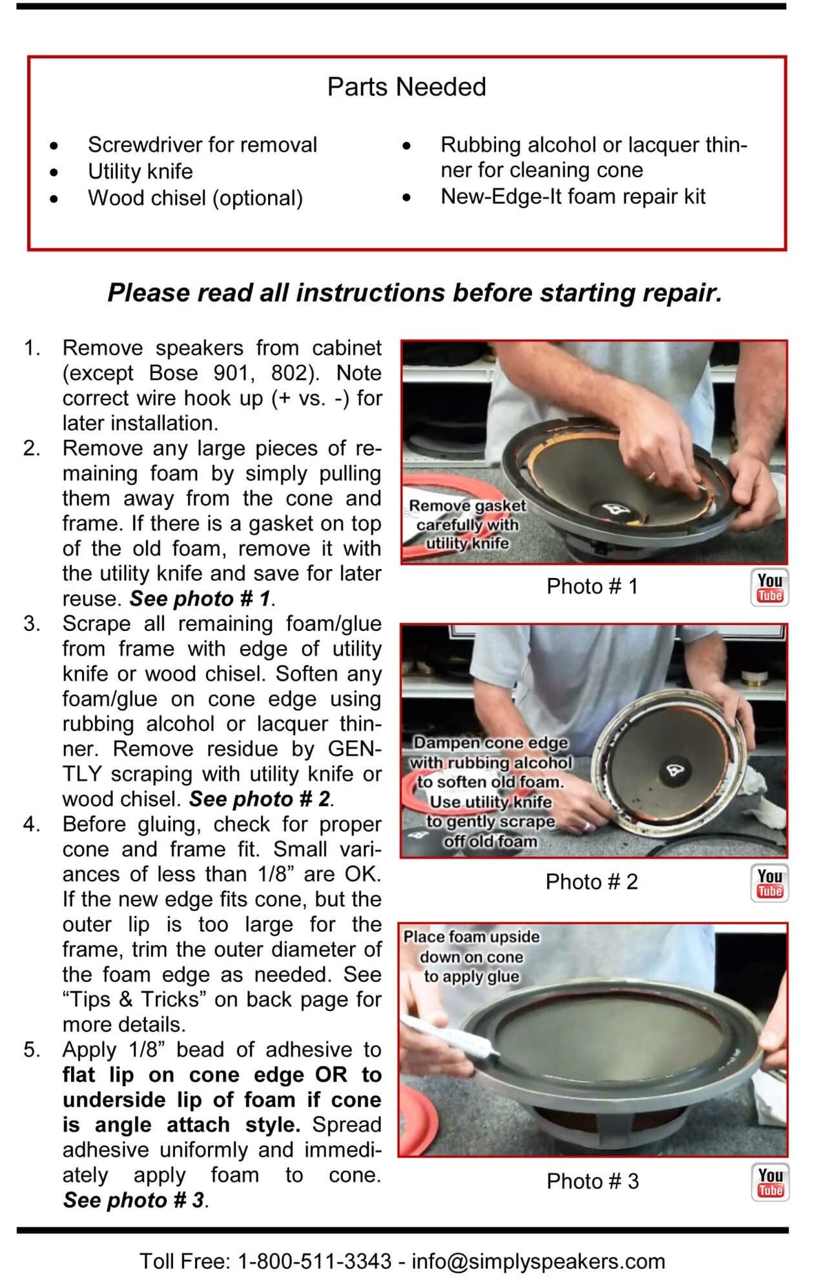 KLH 10 Inch Foam Speaker Repair Kit FSK-10F (Pair)