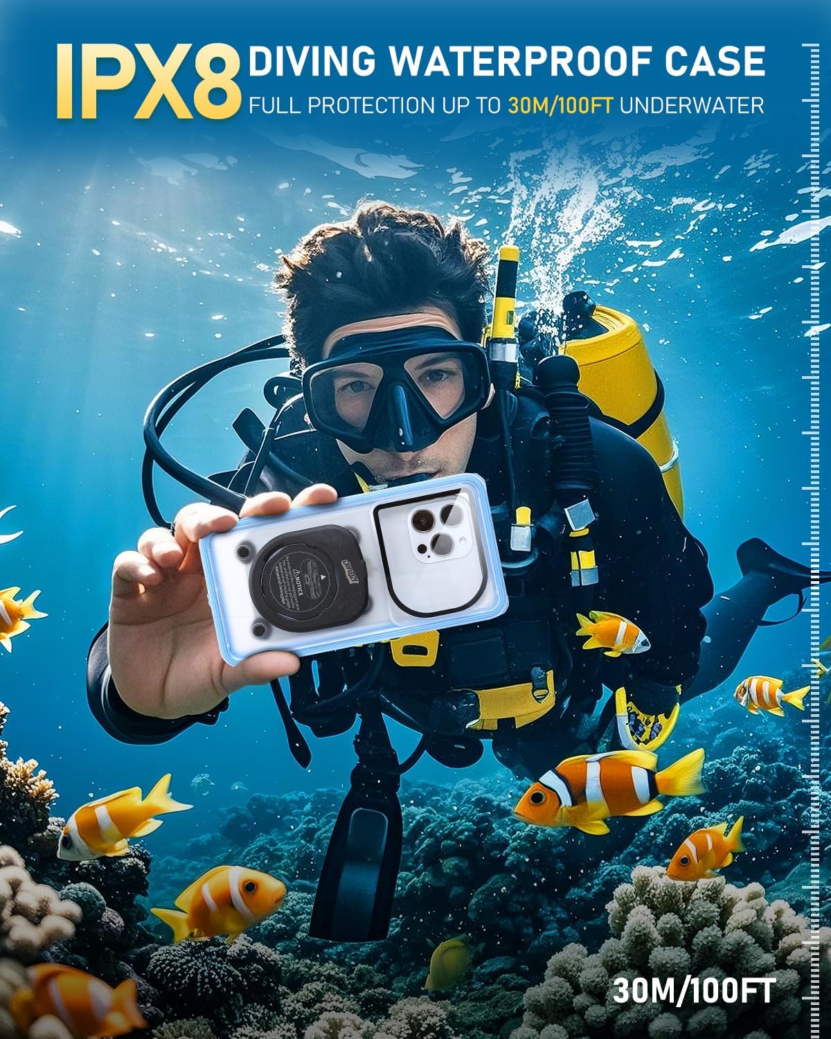 Waterproof Phone Pouch,IPX8 Waterproof Phone Case for Beach & Floating Essentials,Phone Waterproof Pouch with Lanyard, Universal Case Up to 6.9" for iPhone,Samsung (Blue)