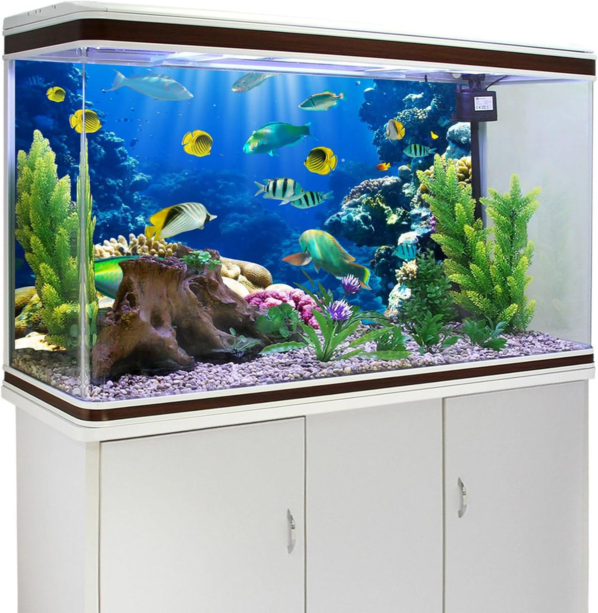 YongFoto 72x18 Inches Tropical Fish Terrarium Background, Deep Sea Marine Coral Polyester Aquarium Backdrop