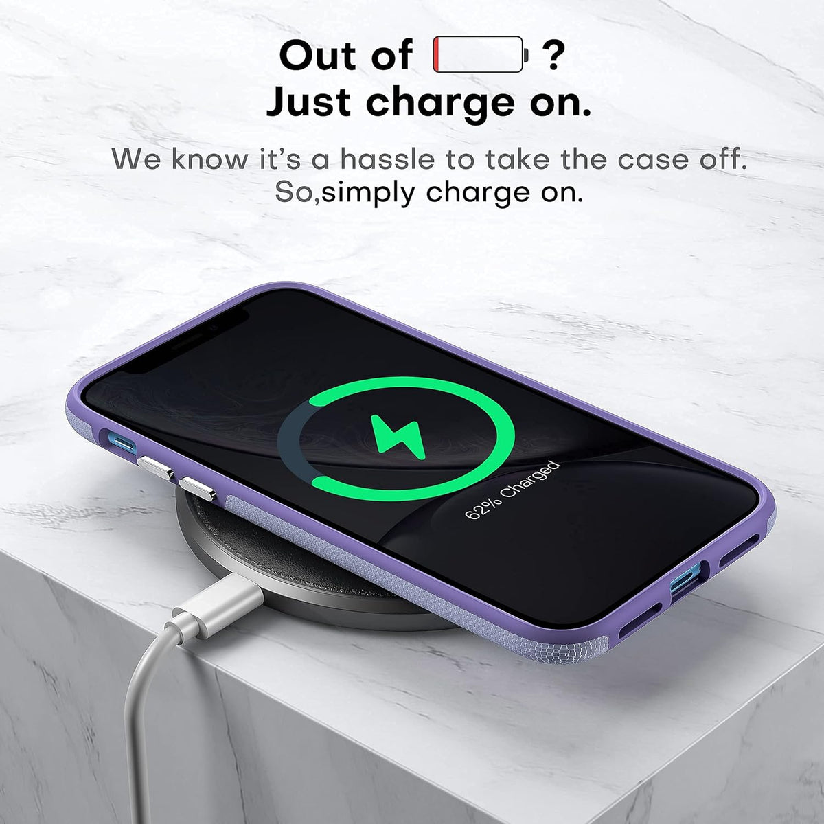 CellEver Heavy-Duty Case for iPhone 11, Dual Layer Military Grade Protection, Slim Shockproof Cover - Light Purple