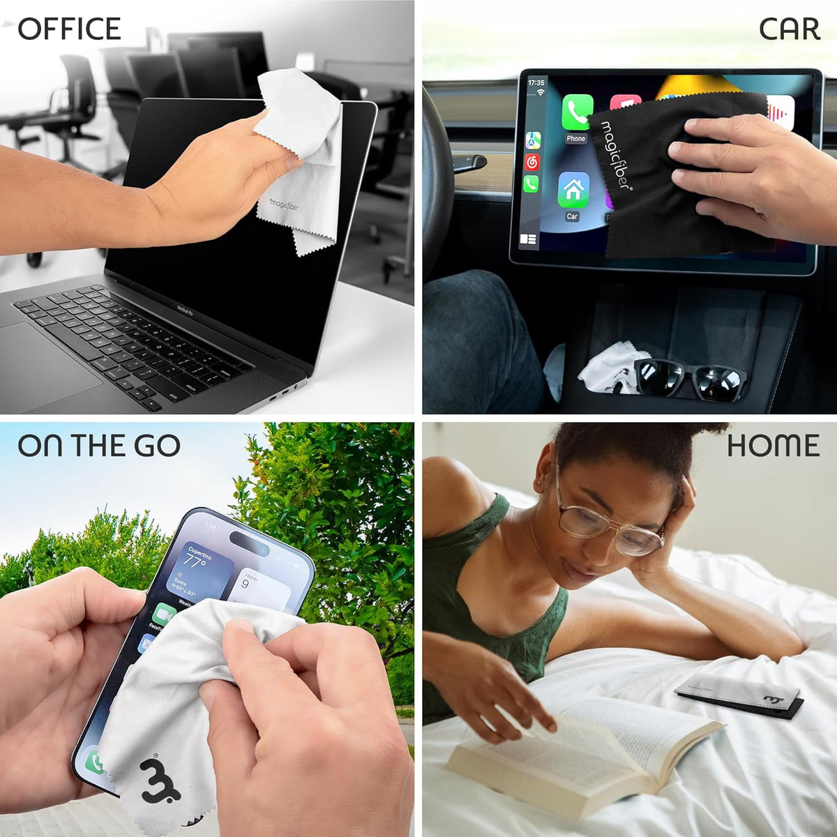 MagicFiber Microfiber Cleaning Cloths, 2 Pack - Premium Cloth for Glasses, Lens, Screens & More