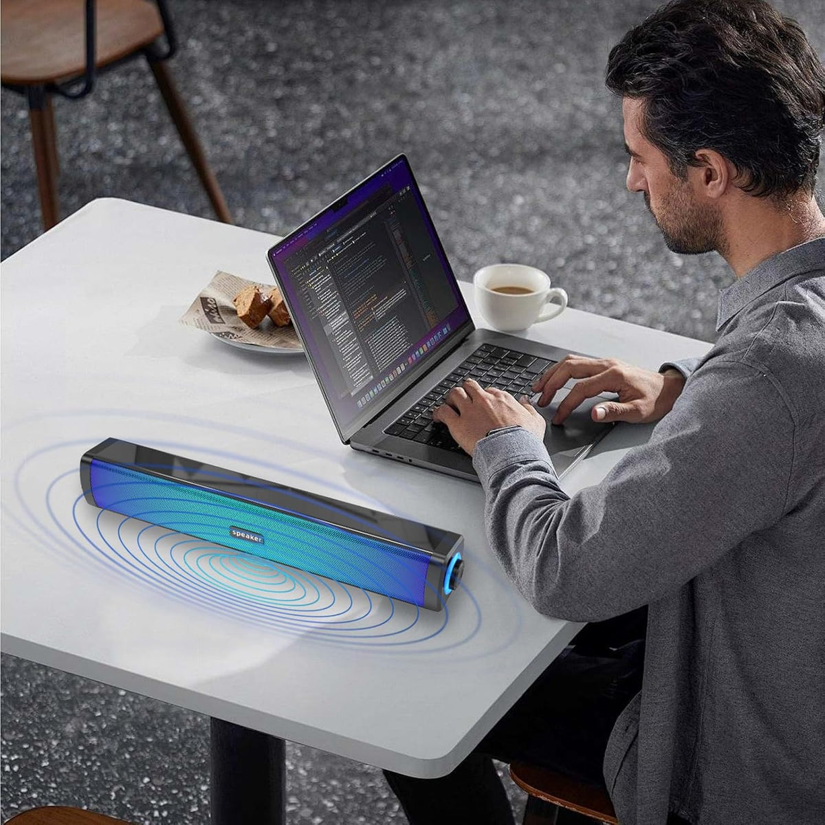 Touch Control Computer Speakers, Bluetooth Speakers for Computer Desktop PC, Colorful RGB Lighting, USB Powered Gaming