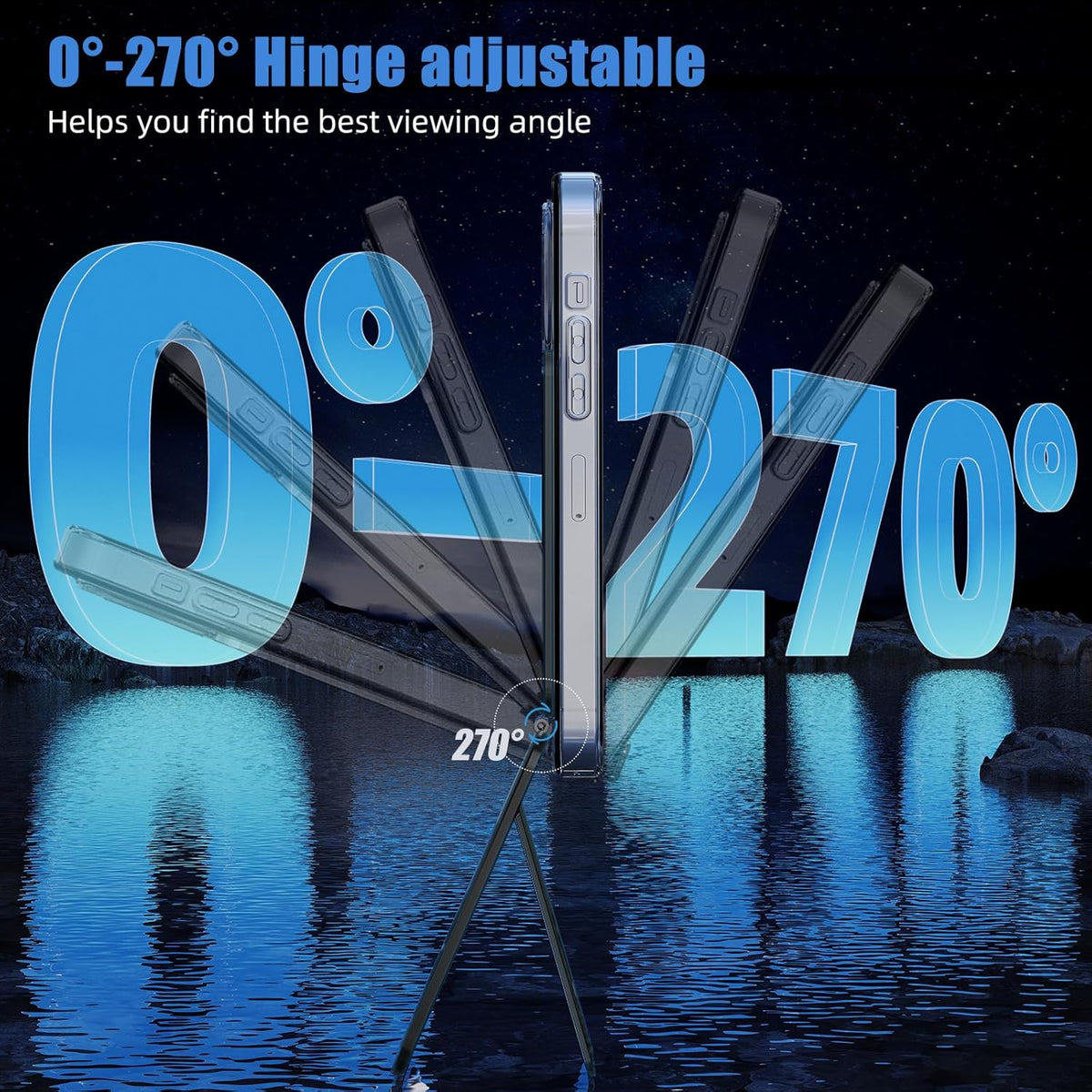 Magnetic Tripod for iPhone, Aluminium Phone Tripod Stand Compatible with Magsafe iPhone 16/15/14/13/12 Series, Foldable Strong Magnetic Phone Stand & Portable Phone Holder, Black
