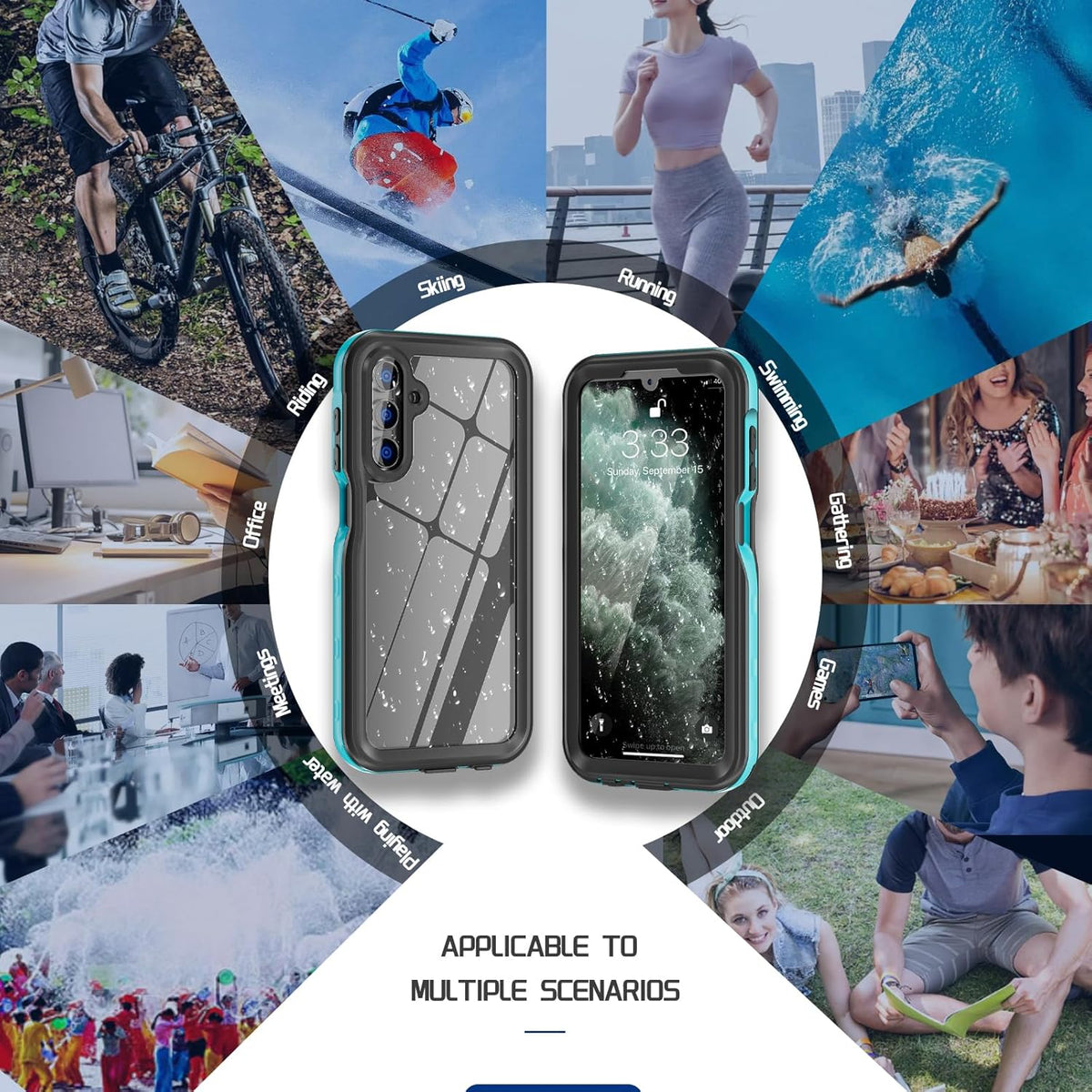 Samsung Galaxy A15 5G Phone Case, Waterproof IP68 Certified Dustproof Shockproof with Built-in Screen Protector, Blue