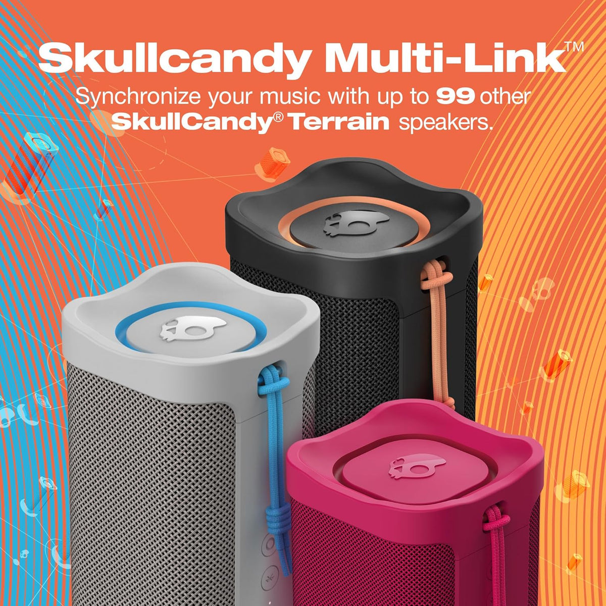 Skullcandy Terrain Mini Wireless Bluetooth Speaker, IPX7 Waterproof Portable Speaker with Dual Custom Passive