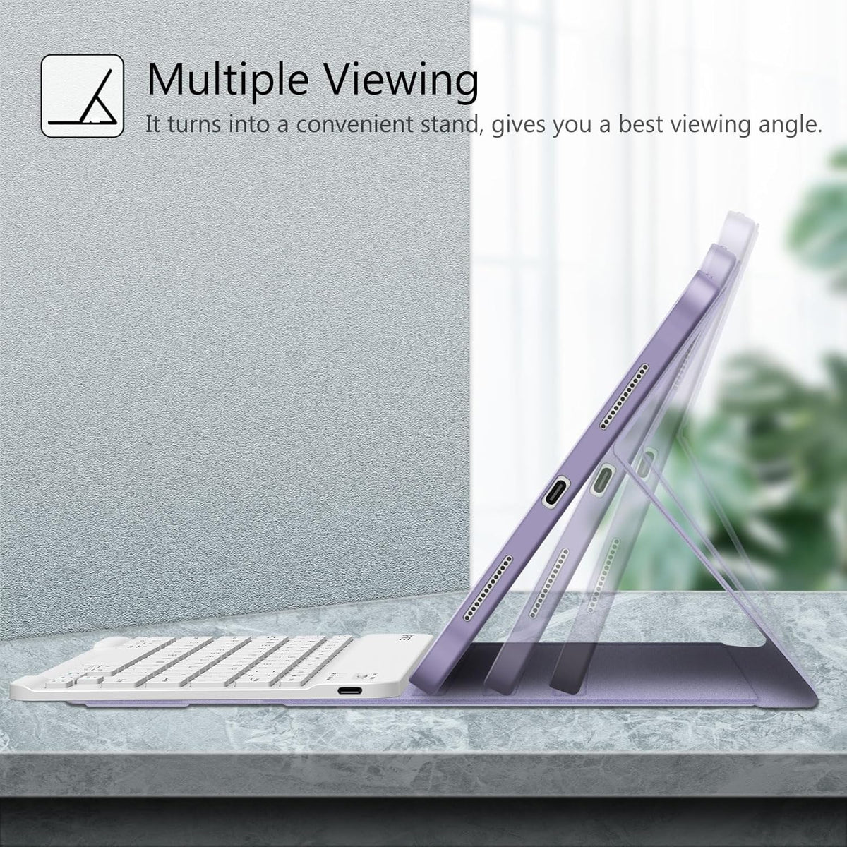 Fintie Keyboard Case for iPad 10th Gen 10.9 Inch (2022) with Pencil Holder, Soft TPU Back Cover, Lilac Purple