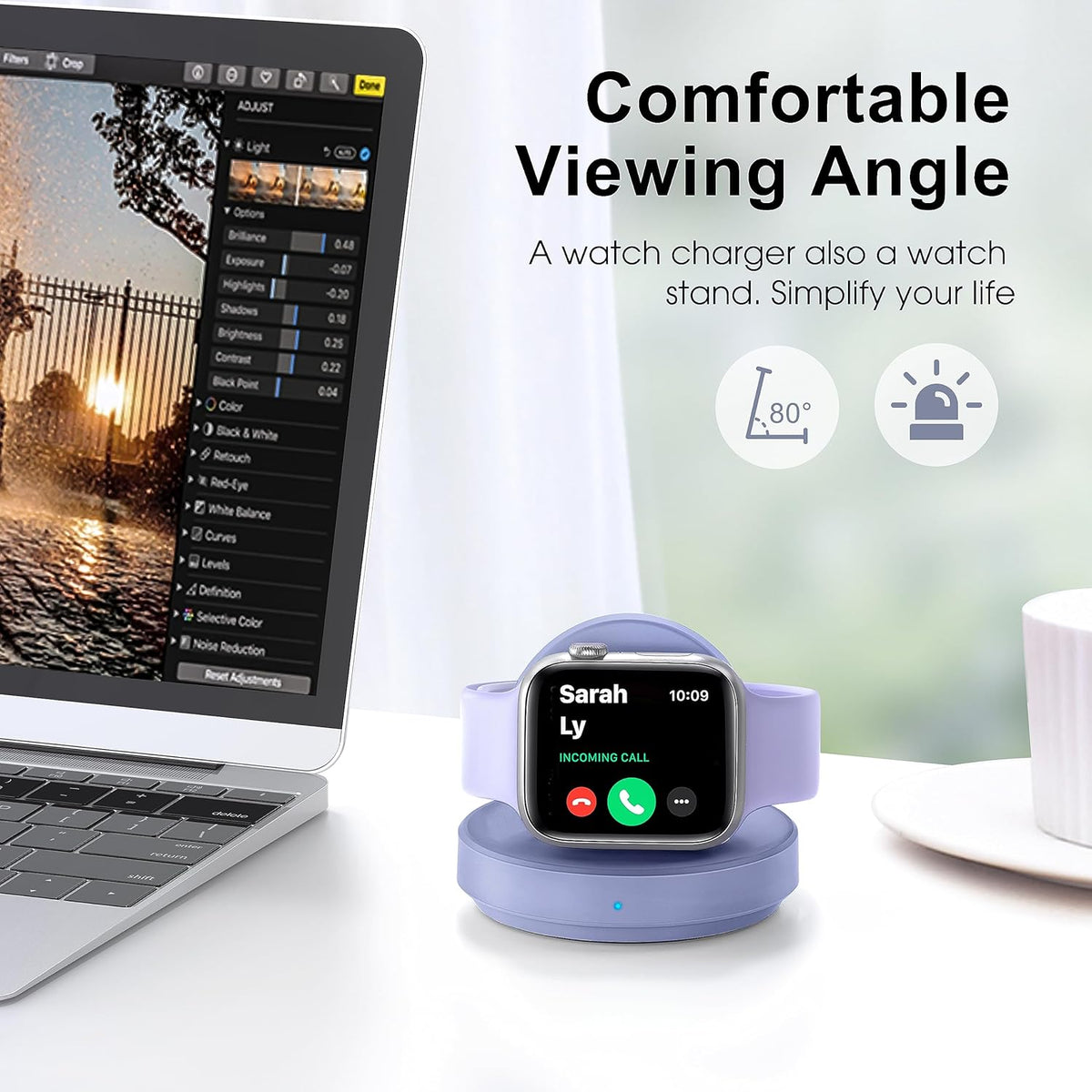 Apple Watch Portable Magnetic Charging Dock - Wireless Fast Charger Stand, Nightstand Mode, Compatible with Series 9-2,