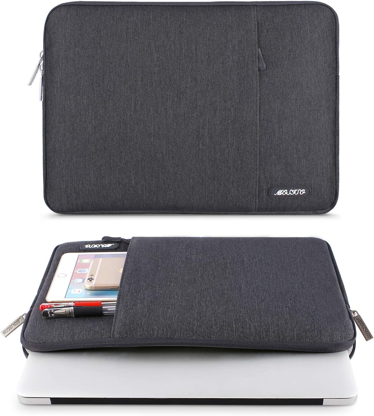 MOSISO Laptop Case 14 inch, 14 inch Laptop Sleeve Compatible with HP Lenovo Dell ASUS Acer, HP Stream, Dell Latitude, Lenovo IdeaPad, Polyester Vertical Computer Sleeve Bag with Pocket, Space Gray