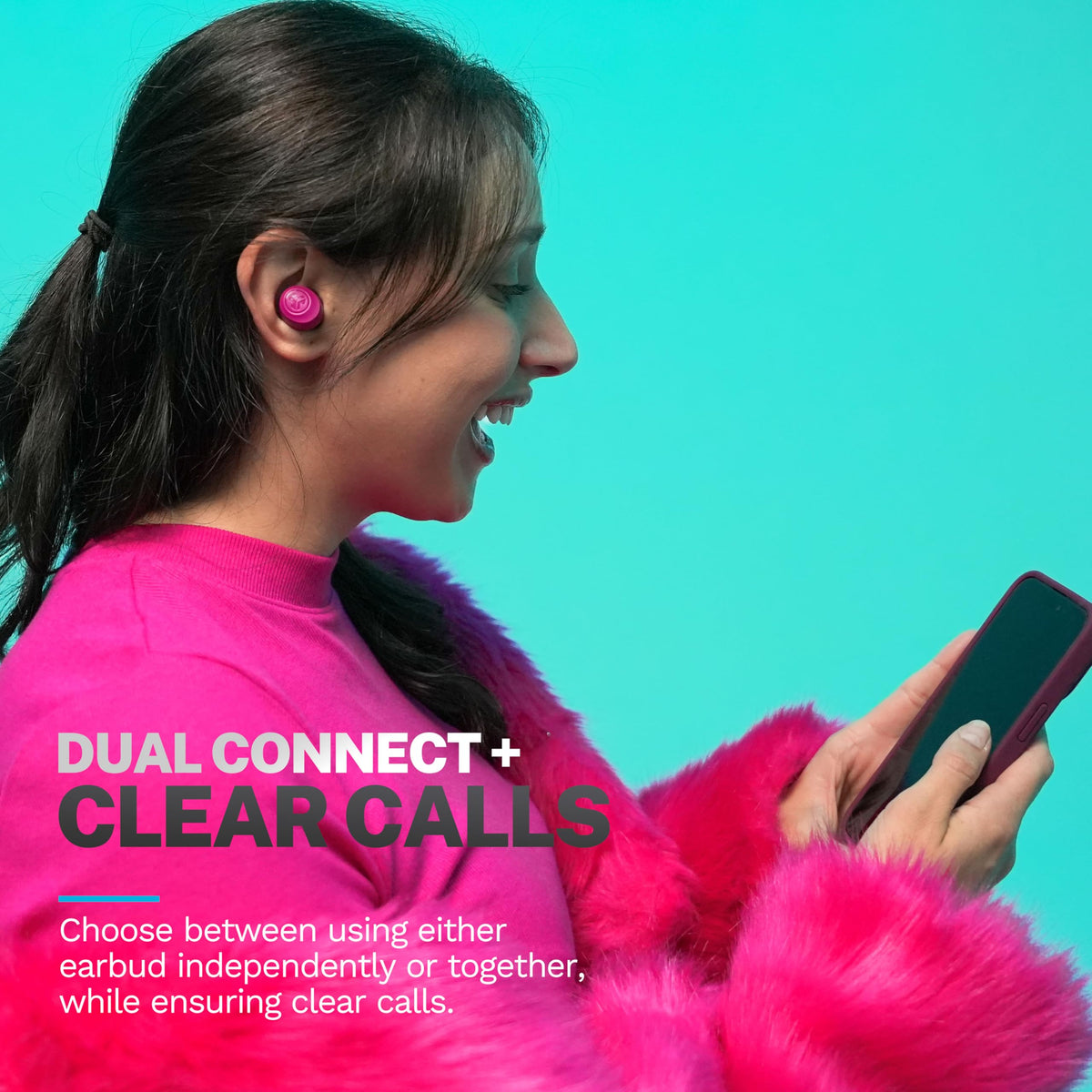 JLab Go Air Pop+, True Wireless Earbuds, Bluetooth Earbuds with Microphone, Dual Connect, EQ3 Sound, Dark Pink