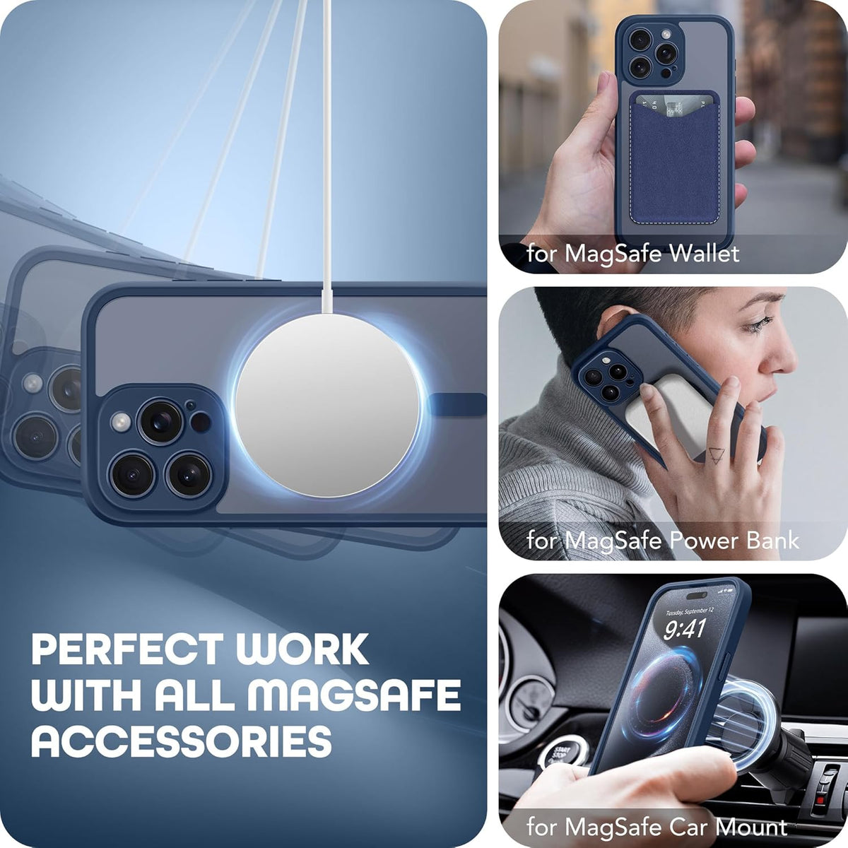 TIESZEN iPhone 15 Pro Case, Magnetic, [Compatible with Magsafe], Built-in 9H Tempered & Privacy Screen Protectors,